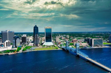 Jacksonville, Florida şehir merkezi. Ana Cadde Jacksonville Köprüsü Kenti