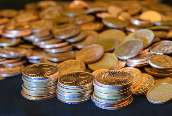 Stacks Coins Each Value Five Eurocent — Stock Photo, Image