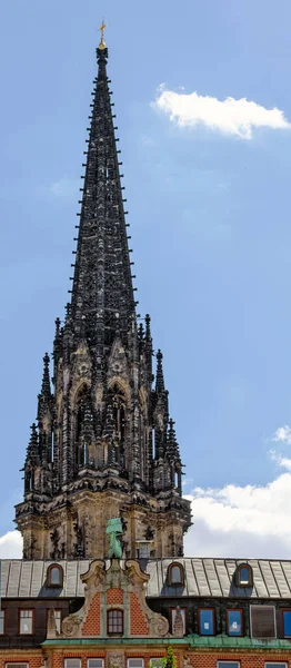 Uitzicht Toren Piek Van Het Monument Nikolai Hamburg Duitsland — Stockfoto