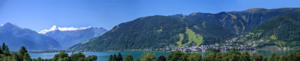 Vue Panoramique Sur Lac Sur Village Zell Montagne Schmittenhoehe Chaîne — Photo