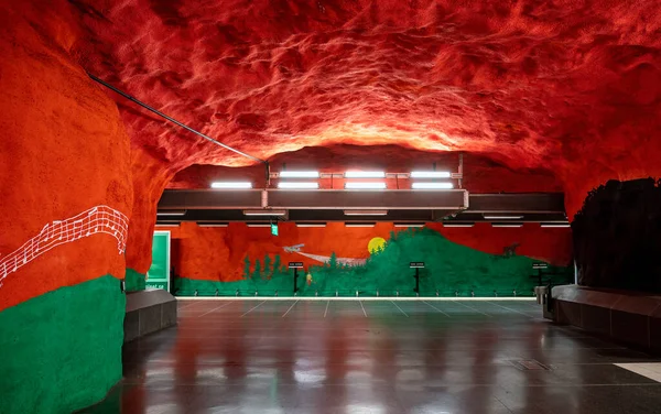 Stockholm Sveç Teki Solna Centrum Tunnelbana Sanat Tasarımı Istasyonu — Stok fotoğraf