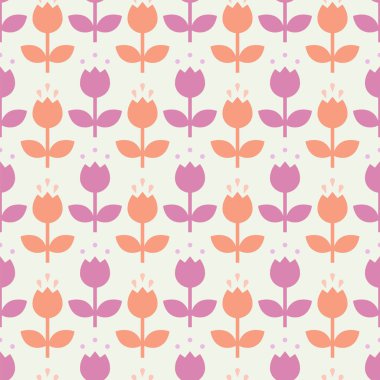 Lovely tulip flower shape seamless pattern. Delicate colorful abstract surface. Botanical vector illustration.