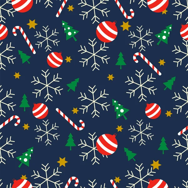 Modrý Vánoční Bezešvý Vzor Slavnostní Výzdobou Sezónní Oslavy Abstraktní Povrch — Stockový vektor