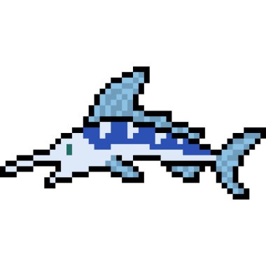 vektör piksel sanat kılıç balığı izole edilmiş çizgi film