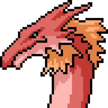 Vektör piksel sanat canavarı kafası izole edilmiş karikatür