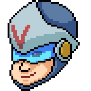 Vektör piksel sanat kahramanı kafası izole edilmiş.
