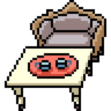 vektör pikseli oturma odası izole edilmiş karikatür