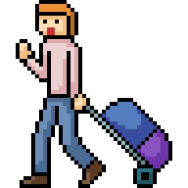 Vektör pikseli sanat seyahati izole edilmiş çizgi film