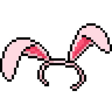 Vektör piksel sanat tavşanı kafa bandı izole çizgi film