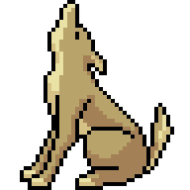 Vektör piksel sanat köpeği uluyan karikatür