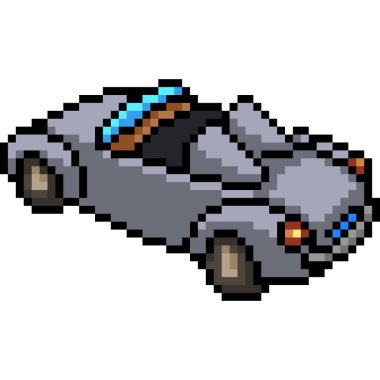 vektör piksel sanatı üstü açık araba izole edilmiş çizgi film