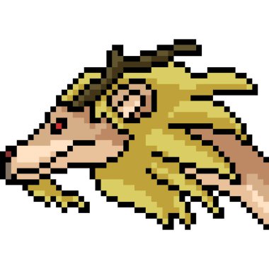 Vektör piksel sanat canavarı kafası izole edilmiş karikatür