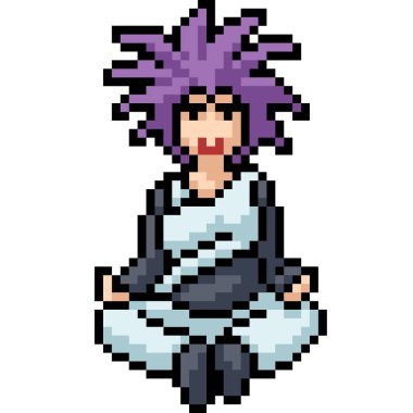 vektör pikseli sanat tarikat izole karikatürü meditasyonu