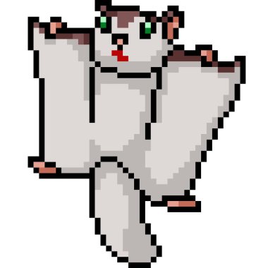 Vektör piksel sanatı uçan sincap izole karbonhidrat