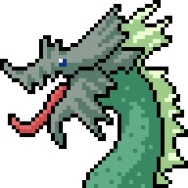 Vektör piksel sanat canavarı kafası izole edilmiş karikatür