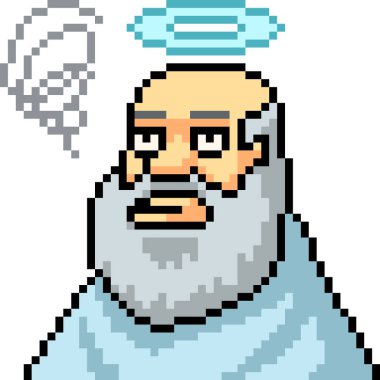 Vektör piksel sanatı. Tanrı karikatürden sıkıldı.