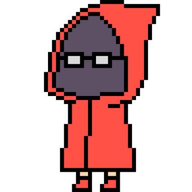 Vektör pikselli karikatür çizer çocuk izole edildi