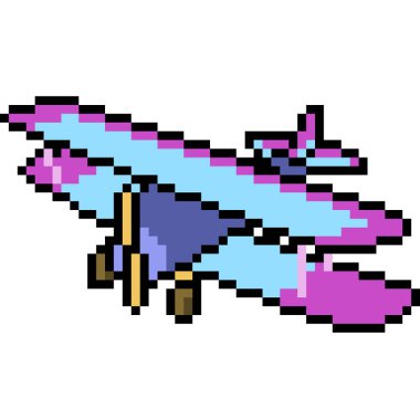 Vektör piksel sanat uçağı oyuncağı izole edilmiş çizgi film