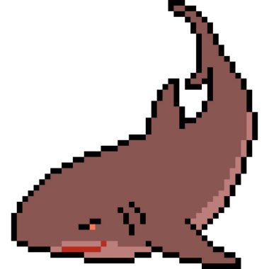 Vektör piksel sanat köpekbalığı izole edilmiş çizgi film