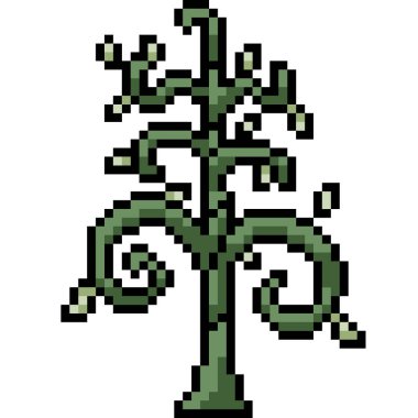 vektör piksel sanatı soyut ağaç izole çizgi filmi