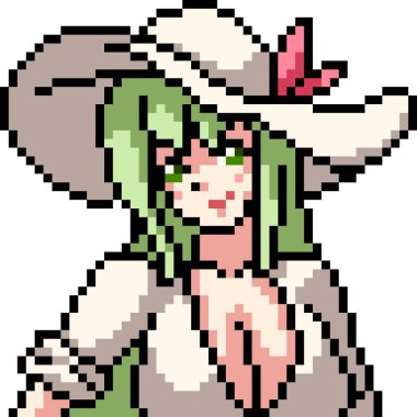 vektör piksel sanat anime kız izole cartoo