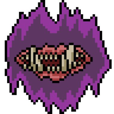 Vektör piksel sanat kötü ağız izole çizgi film