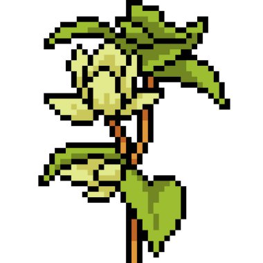 vektör piksel sanatı çiçek dalı izole çizgi film