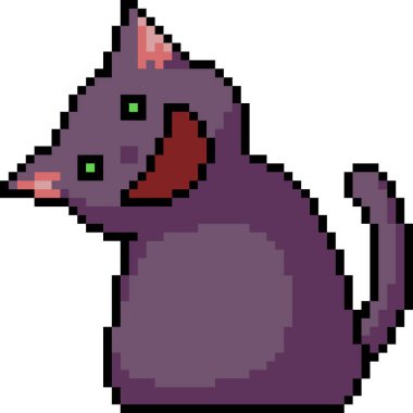 Vektör piksel sanat kedisi mutlu izole edilmiş vagon