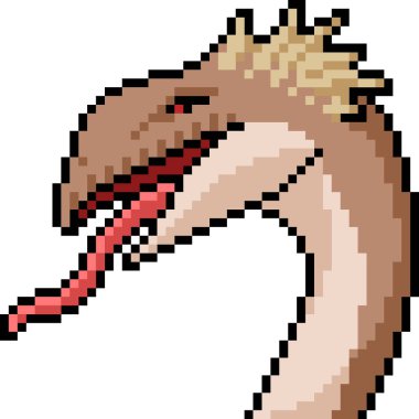 Vektör piksel sanat canavarı kafası izole edilmiş karikatür