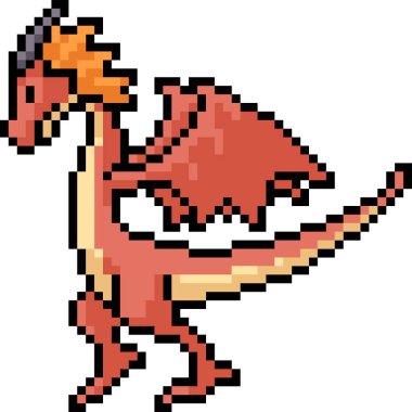 vektör piksel sanat ejderhası izole edilmiş çizgi film