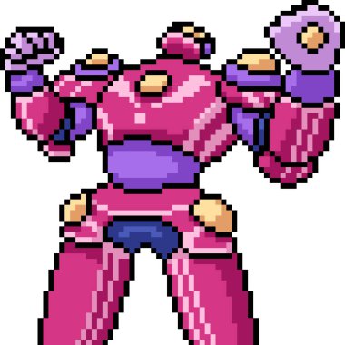 Vektör piksel sanat robot kahraman karikatür izole