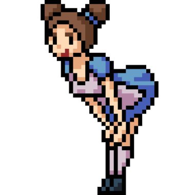 Vektör piksel resim hizmetçisi kız karikatürü izole etti