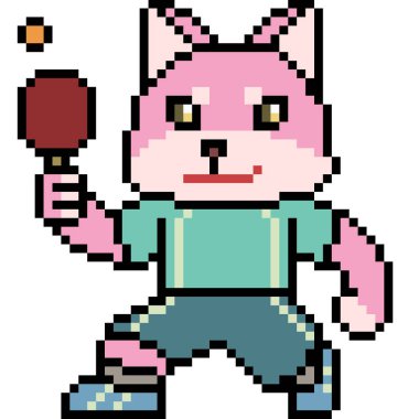 vektör piksel sanat kedisi masa tenisi izole