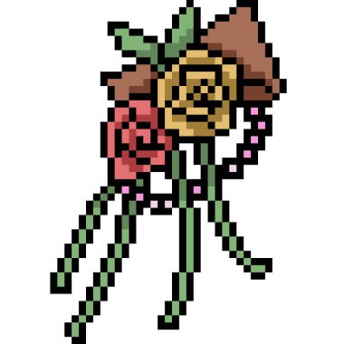 vektör piksel sanat çiçek kurdelesi izole çizgi film