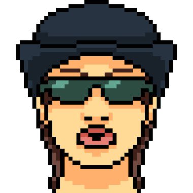 Vektör piksel sanatsal kadın izole edilmiş çizgi filmle karşı karşıya