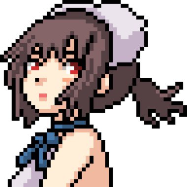 vektör piksel sanat anime kız izole çizgi film
