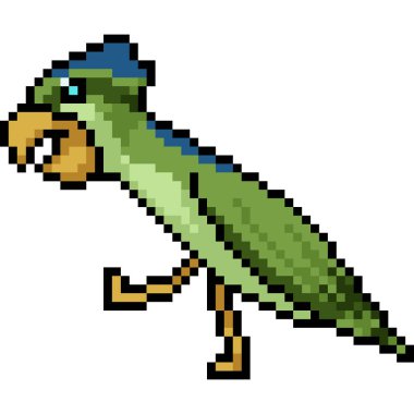 Vektör piksel sanat kuşu izole çizgi film yürüyüşü