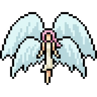 Vektör piksel sanat meleği karikatürü izole etti