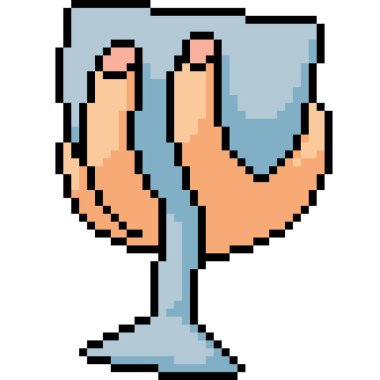 vektör piksel resim bardağı izole edilmiş çizgi filmi tutar