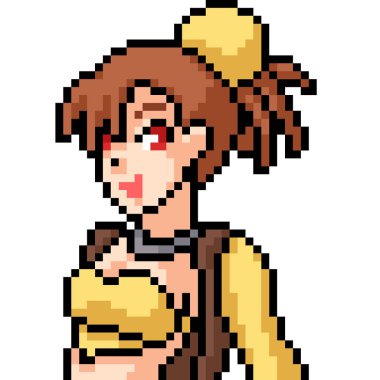 vektör piksel sanat anime kız izole çizgi film