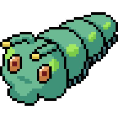 Vektör piksel resim solucanı izole edilmiş çizgi film