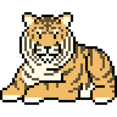 Vektör piksel sanat kaplan izole çizgi film