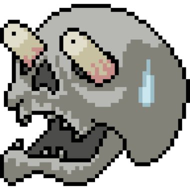 vektör piksel sanatı komik kafatası izole çizgi film