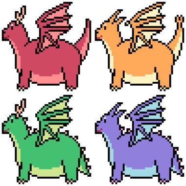 vektör piksel resim seti ejderha izole edildi