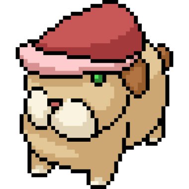 Vektör piksel sanat Noel Baba yavrusu izole edilmiş çizgi film