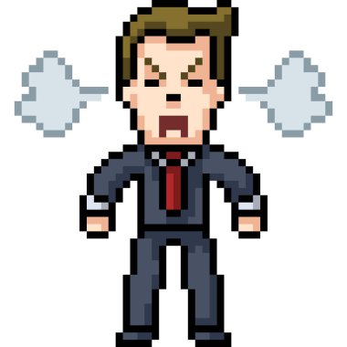 Vektör piksel sanatçısı kızgın karikatür karakteri