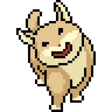 Vektör piksel resim evcil hayvan gülümsemesi izole edilmiş çizgi film