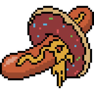 vektör pikselli sosisli çörek izole edilmiş.