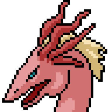 Vektör piksel sanat canavarı kafası izole edilmiş karikatür