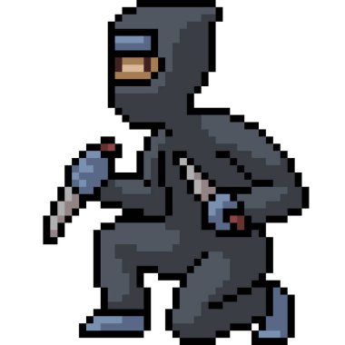 vektör piksel sanat ninjaları izole edilmiş çizgi film